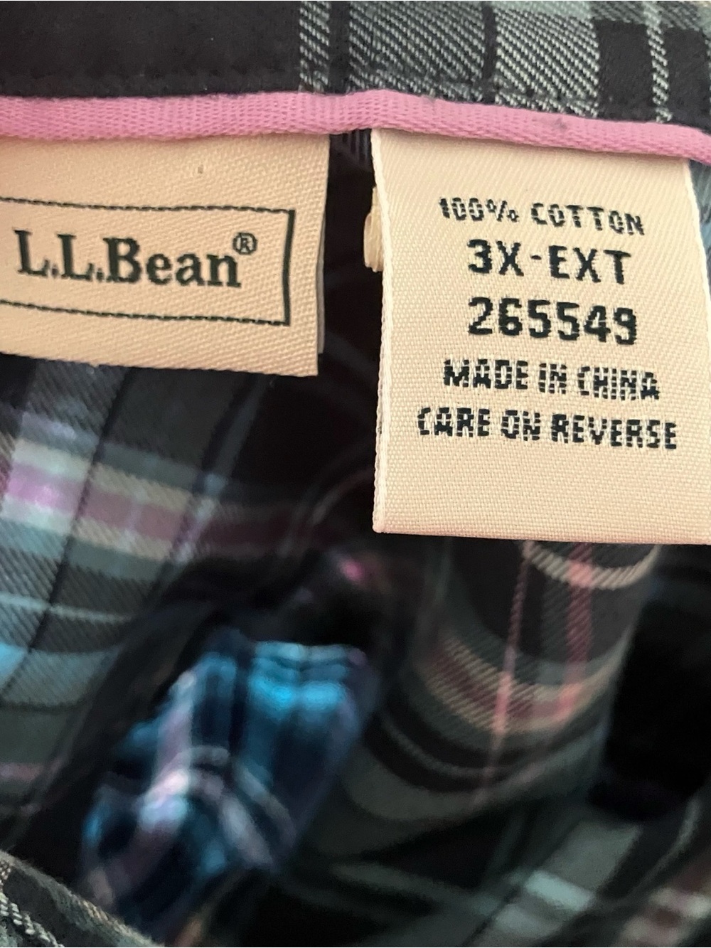 L.L. Bean 100% Cotton Plaid Button Down Shirt Plus Size 3X-EXT - Picture 3 of 5